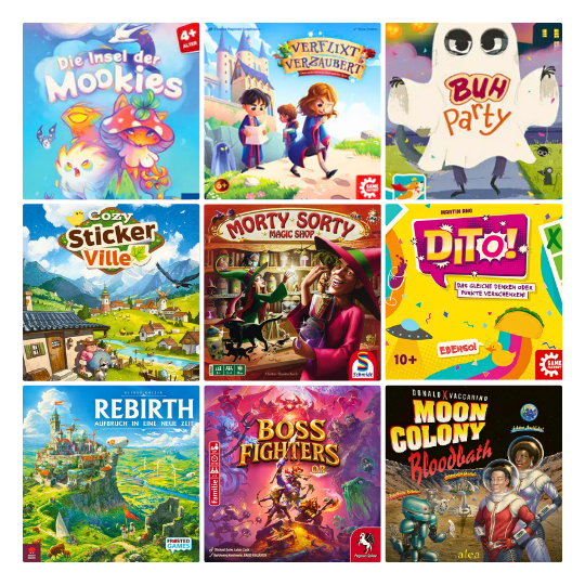 Grafiken als 9er Kachel der Nominierten Spiele in 2025